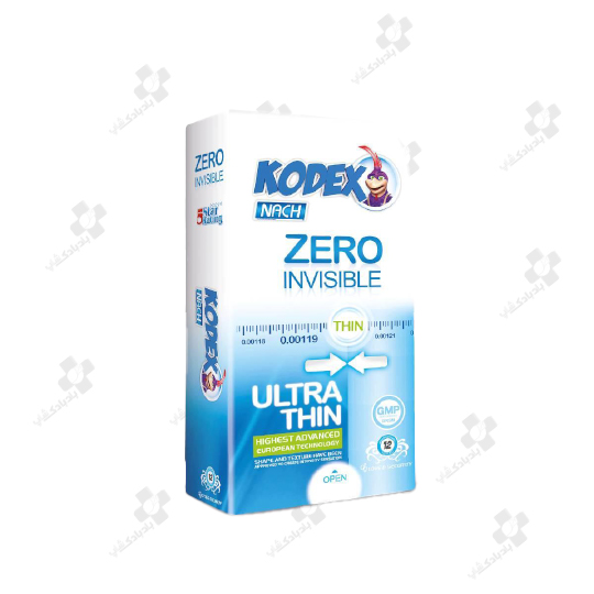 کاندوم کدکس مدل Zero Invisible فوق العاده نازک بسته 12 عددی